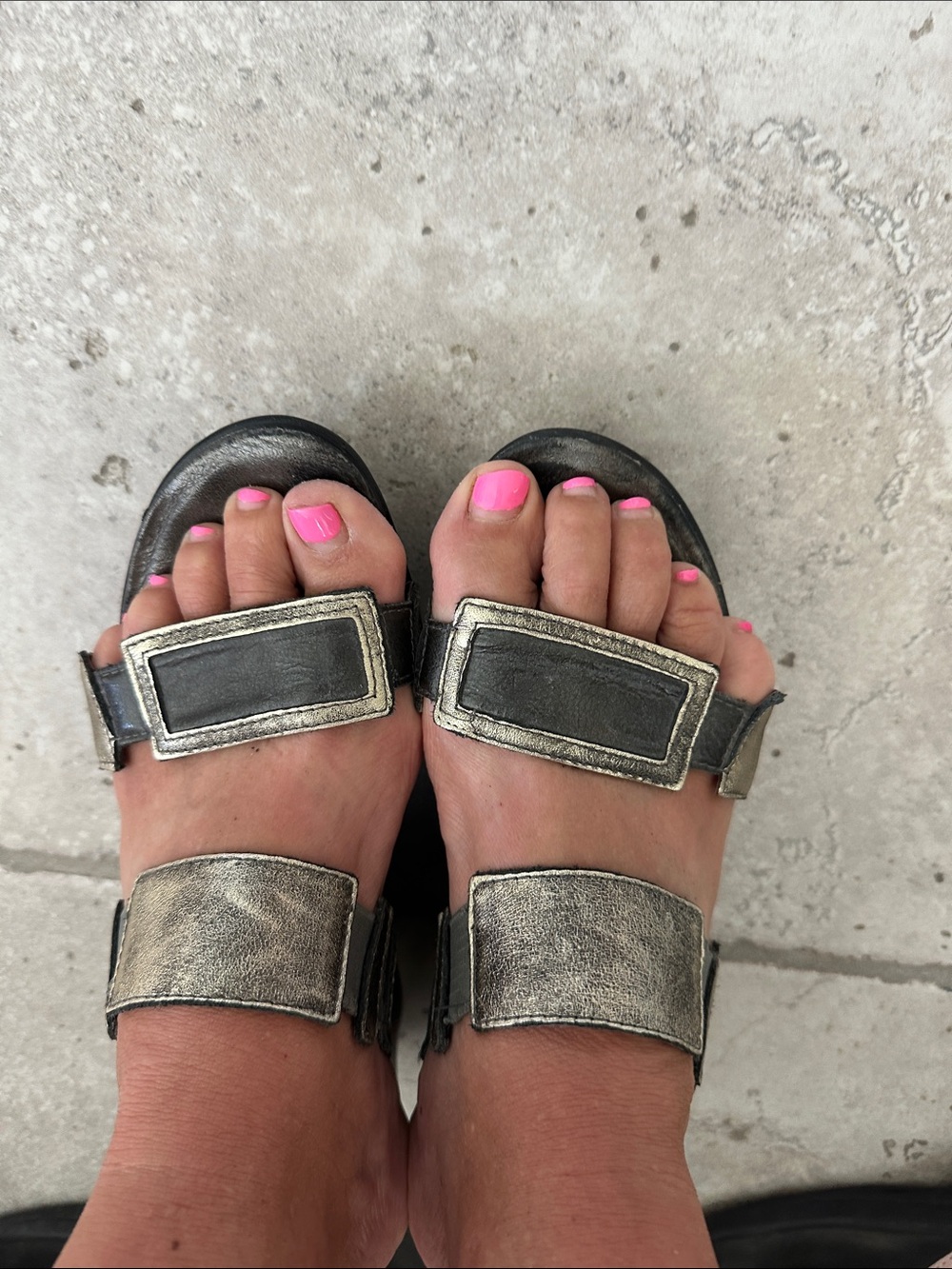 Naot Metallic Double-Strap Slide Sandal - Pewter Black Accents - Picture 2 of 8